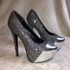 Grey Glitter/Metalic Heels